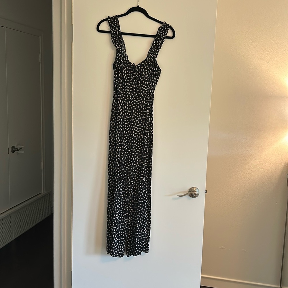 Reformation Navy Floral Junpsuit
